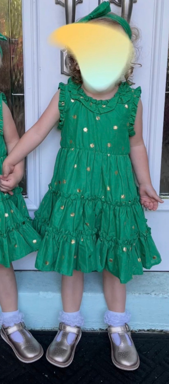 Christian Siriano Toddler Girls Size 4T Green Shamrock Ruffle Dress St. Patricks